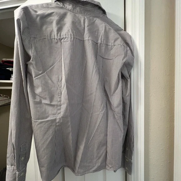 Liz Claiborne grey and white striped button down - Picture 2 of 3